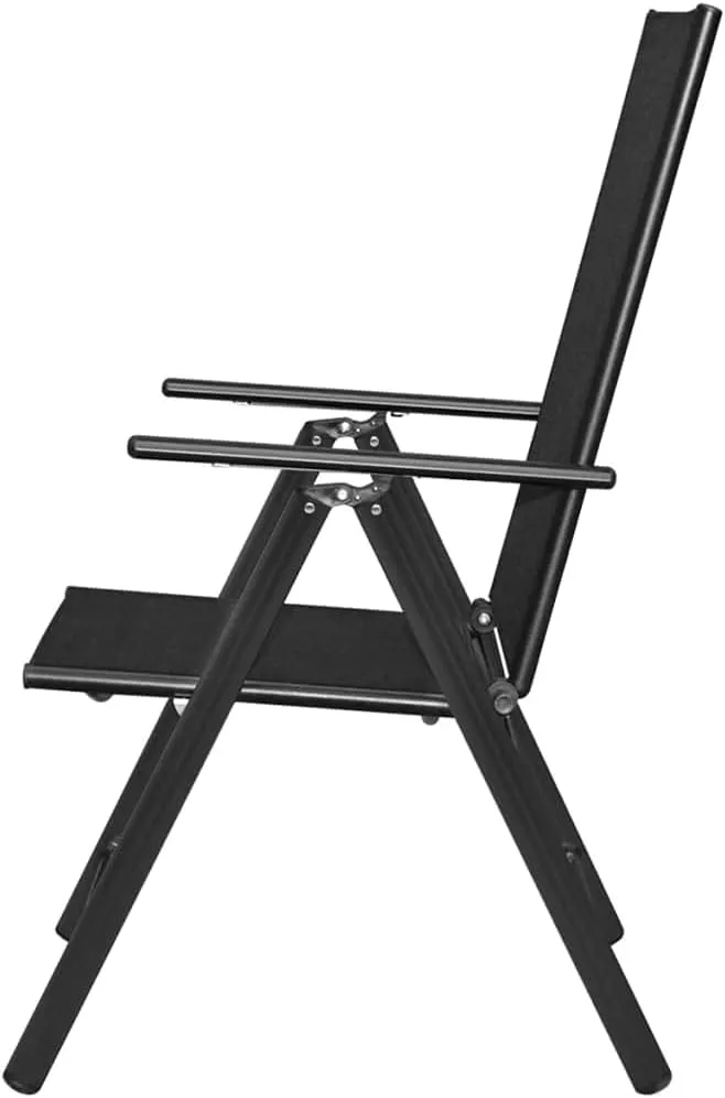 4 Pack Black Folding Patio Chairs with Reclining Backrest Outdoor Aluminum Chairs Textilene Seating for Garden Beach Camping Lawn