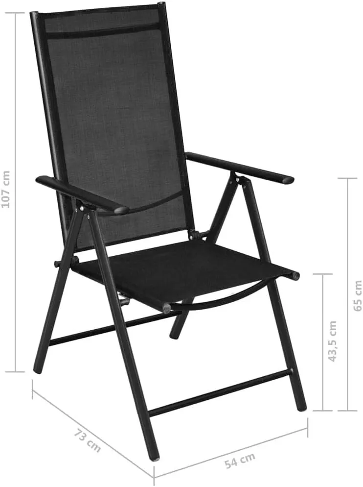 4 Pack Black Folding Patio Chairs with Reclining Backrest Outdoor Aluminum Chairs Textilene Seating for Garden Beach Camping Lawn