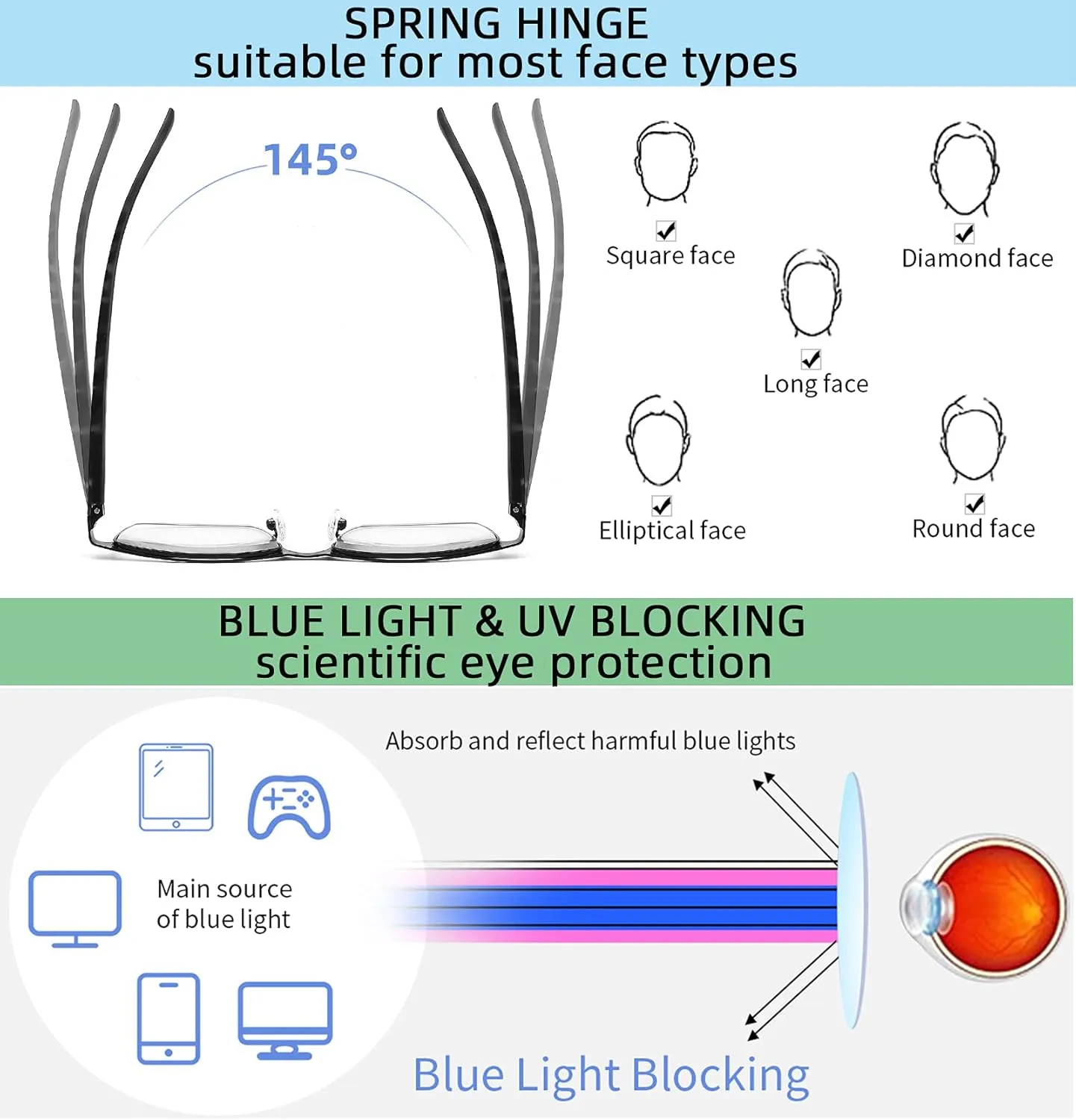 4-Pack Blue Light Blocking Reading Glasses for Men Stylish Metal Frame Readers with Comfort Spring Hinges Anti Glare UV Filter Eyeglasses,  1.0 STRENGTH