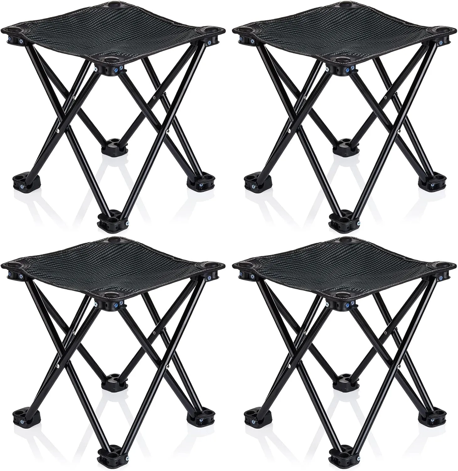 4 Pack Camping Stool Foot Rest Small 11Inch Portable Folding Camping Chair Lightweight Foot Rest Seat with Carry Bag for Fishing Hiking Gardening Beach Outdoor Walking Backpacking Travel BBQ (Black)