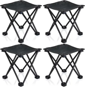 4 Pack Camping Stool Foot Rest Small 11Inch Portable Folding Camping Chair Lightweight Foot Rest Seat with Carry Bag for Fishing Hiking Gardening Beach Outdoor Walking Backpacking Travel BBQ (Black)