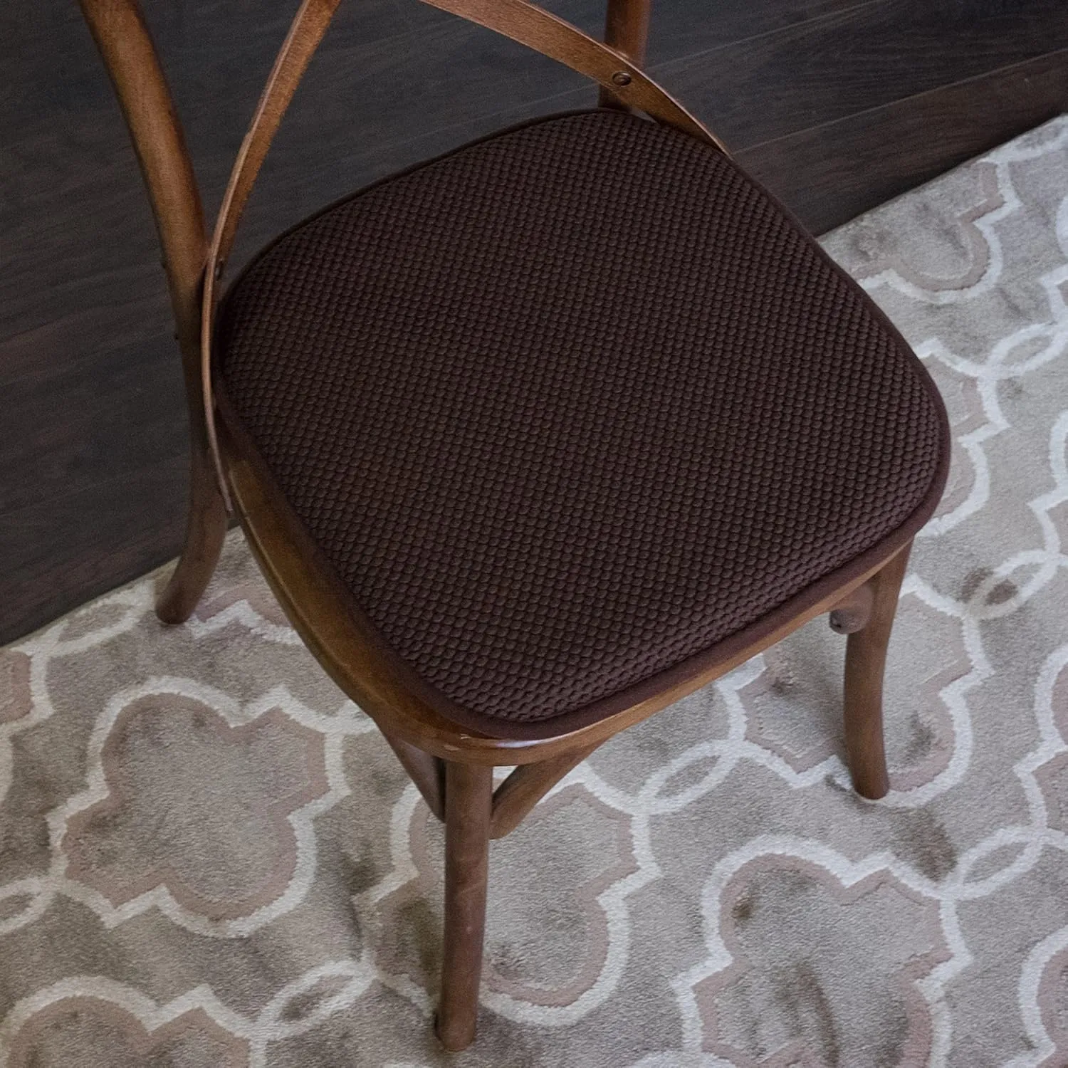4 Pack Memory Foam Honeycomb Nonslip Back 16" x16" Chair/Seat Cushion Pad, Brown