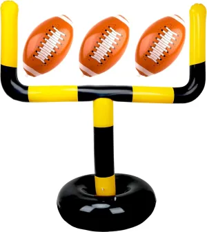 4 Pcs 63 Inch Inflatable Jumbo Football Set Include 1 Pcs Football Goal Post and 3 Pcs Football Balls for Football Party Game Water Playing Outdoor Sport Toys