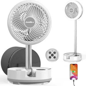 40000mAh Battery Operated Fan, Rechargeable Collapsible Fan, 106H Run, 9 Speeds Oscillating with Remote, Battery Powered with Timer & Light for Travel Cruise Essentials RV Outdoor Power Outage