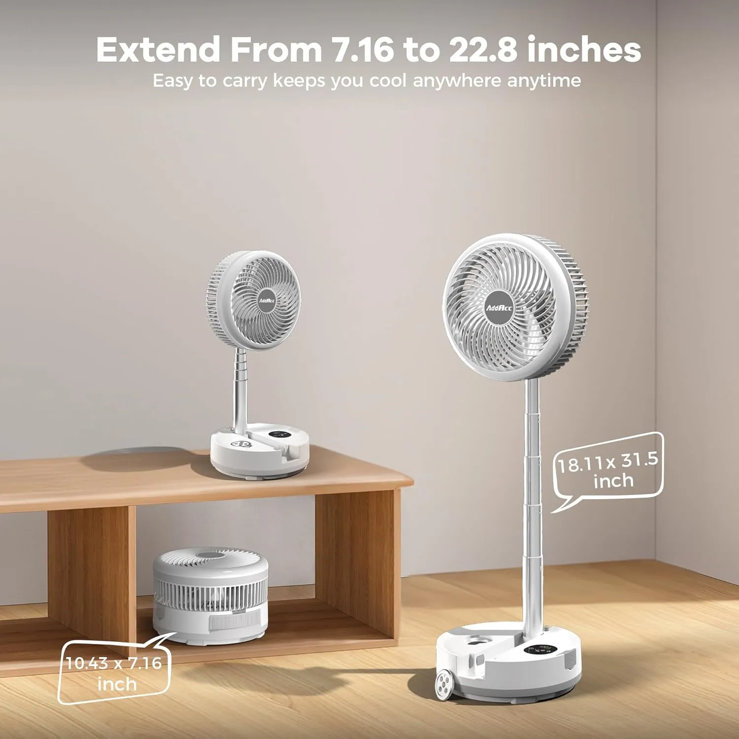 40000mAh Battery Operated Fan, Rechargeable Collapsible Fan, 106H Run, 9 Speeds Oscillating with Remote, Battery Powered with Timer & Light for Travel Cruise Essentials RV Outdoor Power Outage
