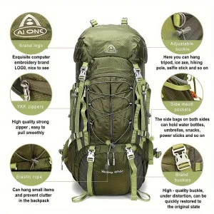 45 1.32gal Suspended Frame Hiking Backpack, Expandable Internal Frame Camping Backpack For Men Women