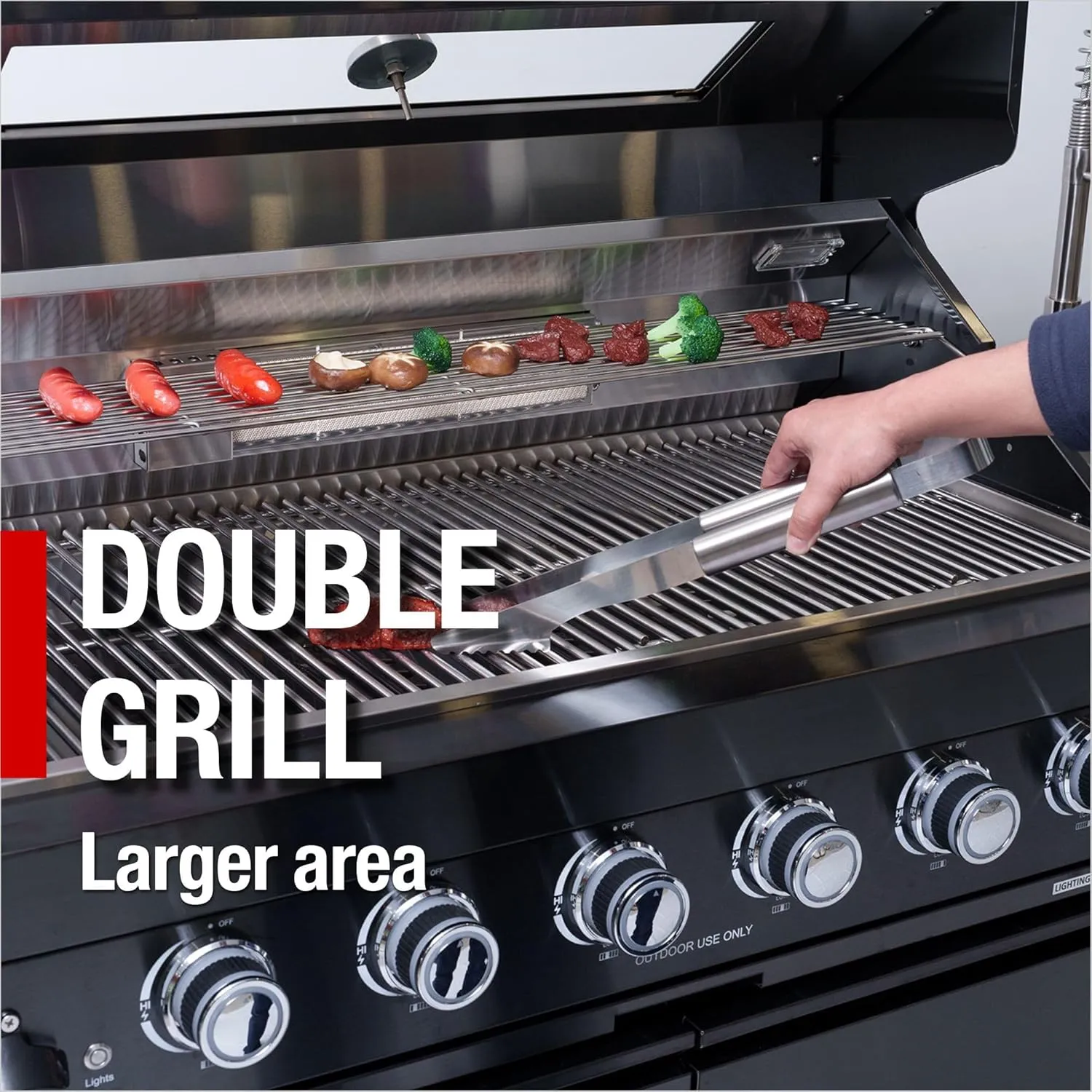 46" 4-Burner 72000 BTU Gas Grill BBQ Island - Deluxe Stainless Steel Outdoor Kitchen with Rotisserie Kit, Wine Cooler, Compact Fridge & Granite Countertops, Black