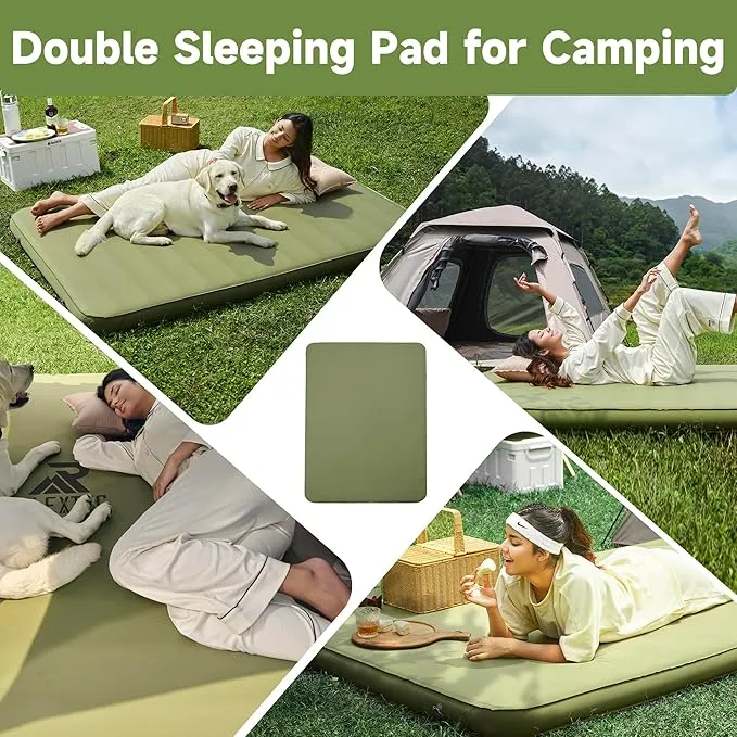 4" Thick Self-Inflating Camping Pad for Camping, Camping Sleeping Pads with Solid Foam, Sleeping Pad with Pump Sack, Compact Double Camping Sleep Bed for Tent, Car, Truck or Van