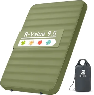 4" Thick Self-Inflating Camping Pad for Camping, Camping Sleeping Pads with Solid Foam, Sleeping Pad with Pump Sack, Compact Double Camping Sleep Bed for Tent, Car, Truck or Van