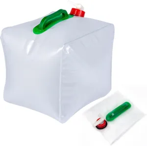 5 Gallon Water Jug, Collapsible Water Container with Spigot, Leakproof PVC Camping Storage Jug with Handle for Hiking, Rv, Emergency Survival #