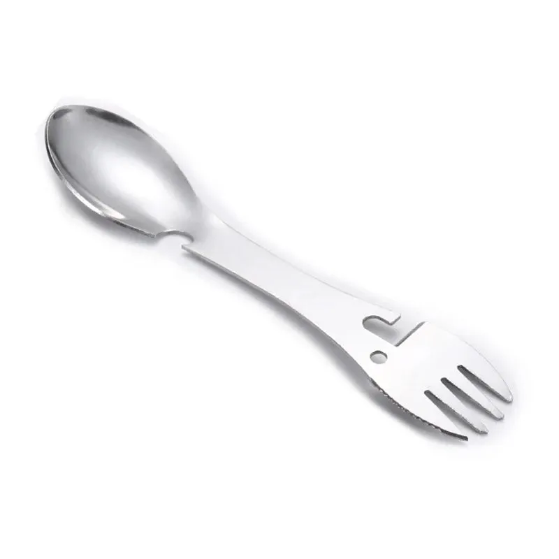 5 in 1 Stainless Steel Camping Multi-Tool Fork Spoon Bottle Opener