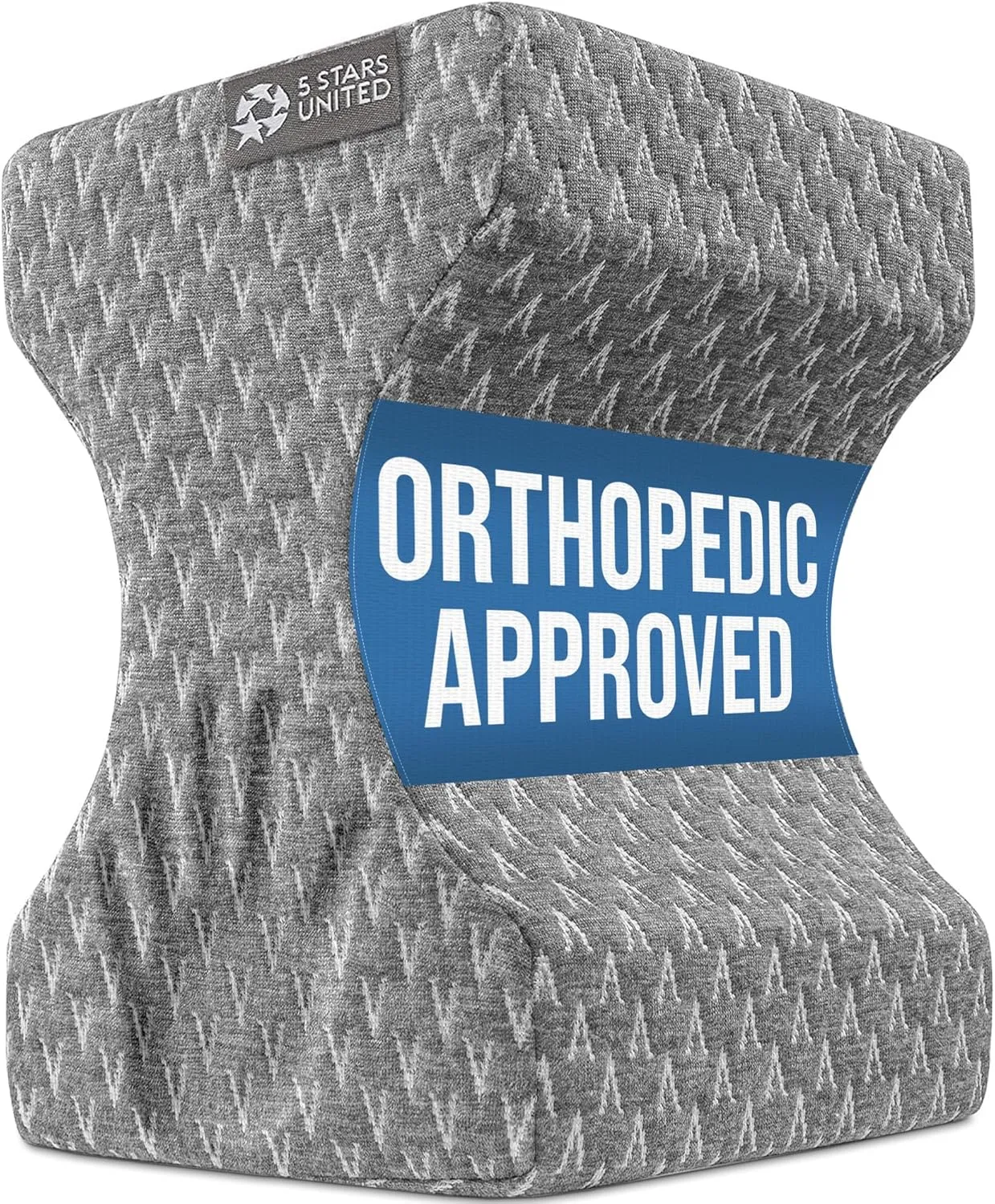 5 STARS UNITED Knee Pillow for Side Sleepers - Hip Pain Relief, Memory Foam Leg Cushion for Side Sleeping - Between Legs Pillow for Sciatica & Lower Back Pain, Gray