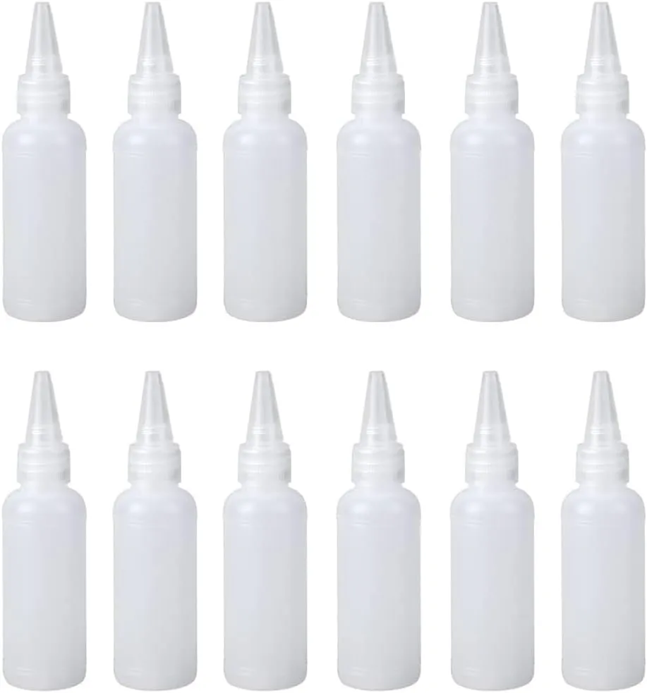 50PCS 10ml-250ml Plastic HDPE Squeeze Bottles with Twist Top Cap Travel Dispensing Containers for Paint Art Craft Liquids Lotion Glue Translucent (20ml-Hair water cover,True color)