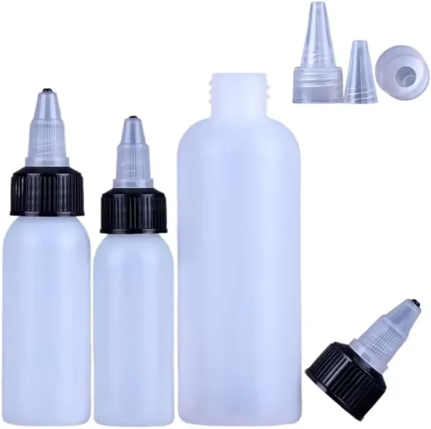 50PCS 10ml-250ml Plastic HDPE Squeeze Bottles with Twist Top Cap Travel Dispensing Containers for Paint Art Craft Liquids Lotion Glue Translucent (250ml-Hair water cover,white)