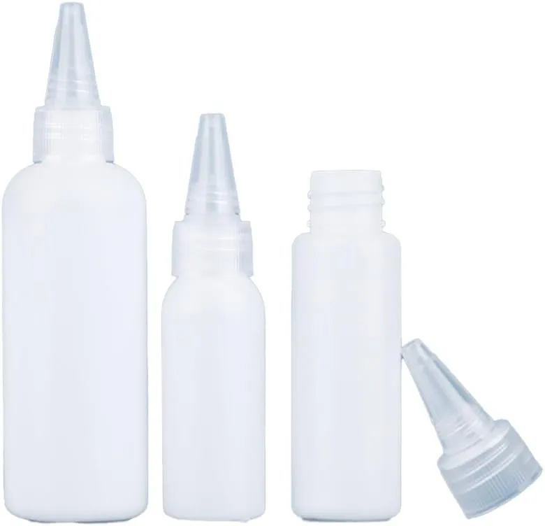 50PCS 10ml-250ml Plastic HDPE Squeeze Bottles with Twist Top Cap Travel Dispensing Containers for Paint Art Craft Liquids Lotion Glue Translucent (250ml-Hair water cover,white)