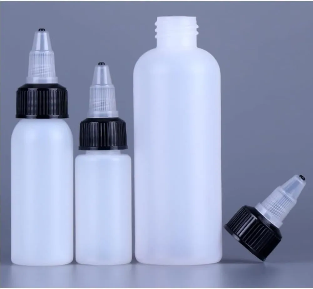 50PCS 10ml-250ml Plastic HDPE Squeeze Bottles with Twist Top Cap Travel Dispensing Containers for Paint Art Craft Liquids Lotion Glue Translucent (250ml-Hair water cover,white)