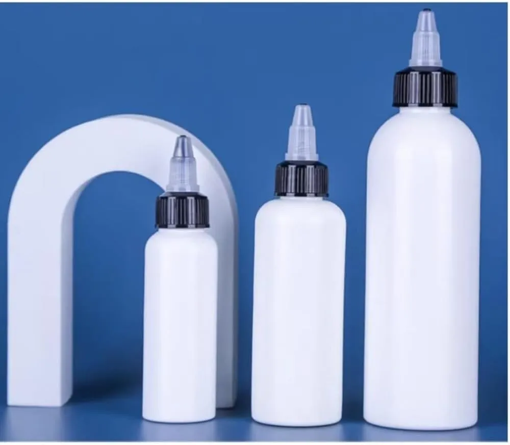 50PCS 10ml-250ml Plastic HDPE Squeeze Bottles with Twist Top Cap Travel Dispensing Containers for Paint Art Craft Liquids Lotion Glue Translucent (250ml-Hair water cover,white)