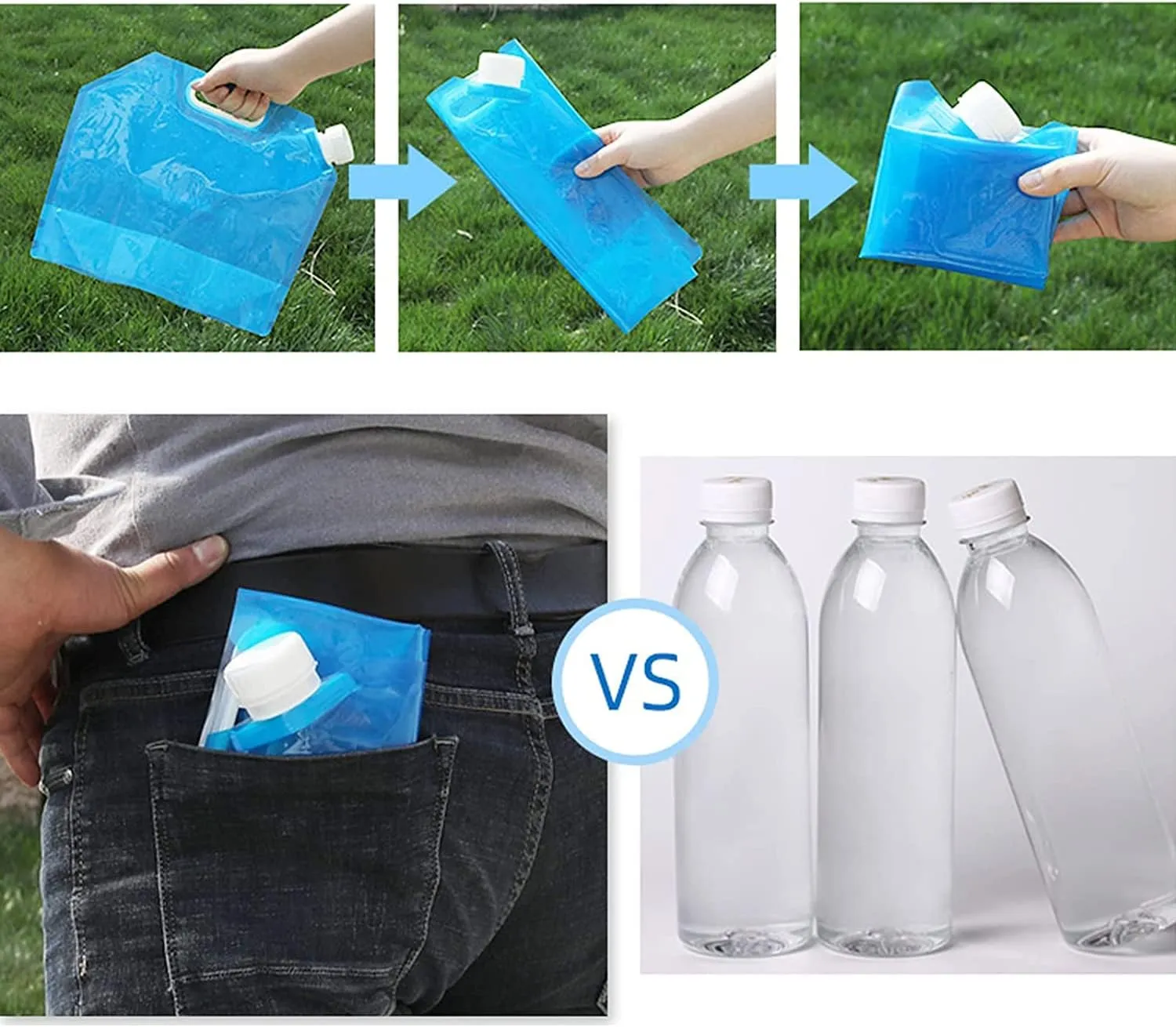 5/10 Pcs 5/10L Collapsible Emergency Water Jug Container Bag Water Carrier Tank Outdoor Collapsible Water Bag for Sports Camping Riding Mountain Climbing