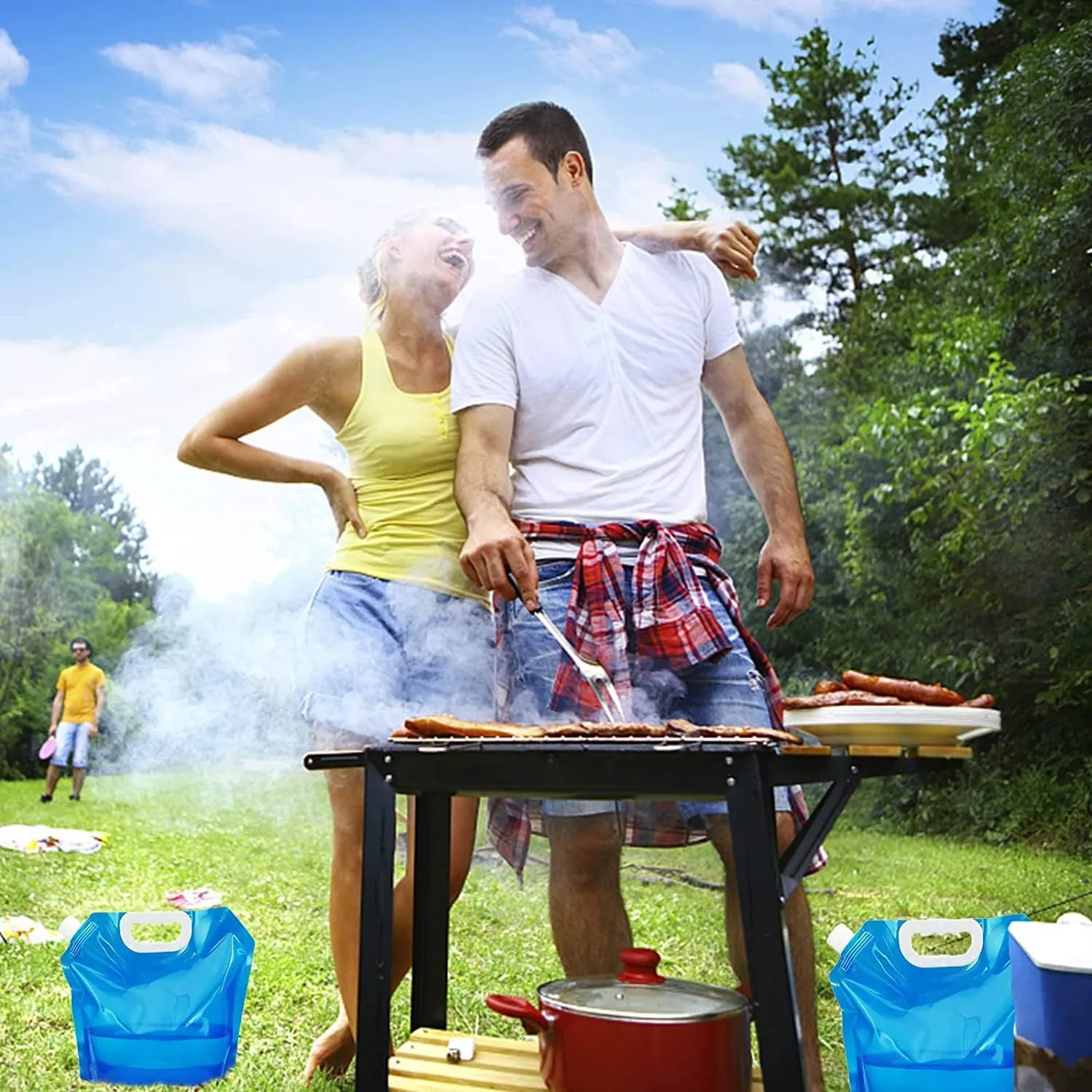 5/10 Pcs 5/10L Collapsible Emergency Water Jug Container Bag Water Carrier Tank Outdoor Collapsible Water Bag for Sports Camping Riding Mountain Climbing