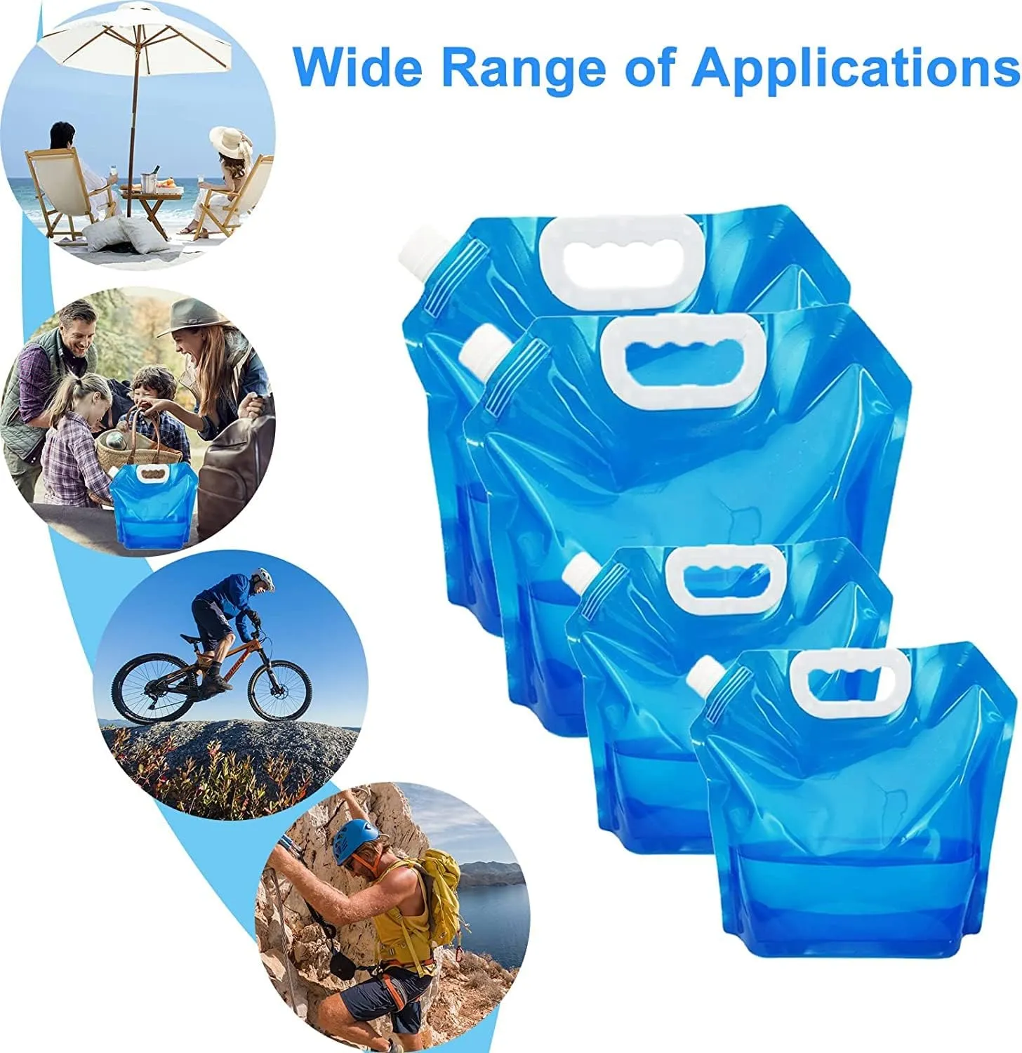 5/10 Pcs 5/10L Collapsible Emergency Water Jug Container Bag Water Carrier Tank Outdoor Collapsible Water Bag for Sports Camping Riding Mountain Climbing