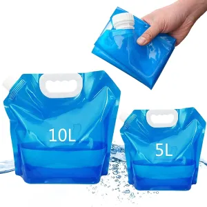 5/10 Pcs 5/10L Collapsible Emergency Water Jug Container Bag Water Carrier Tank Outdoor Collapsible Water Bag for Sports Camping Riding Mountain Climbing