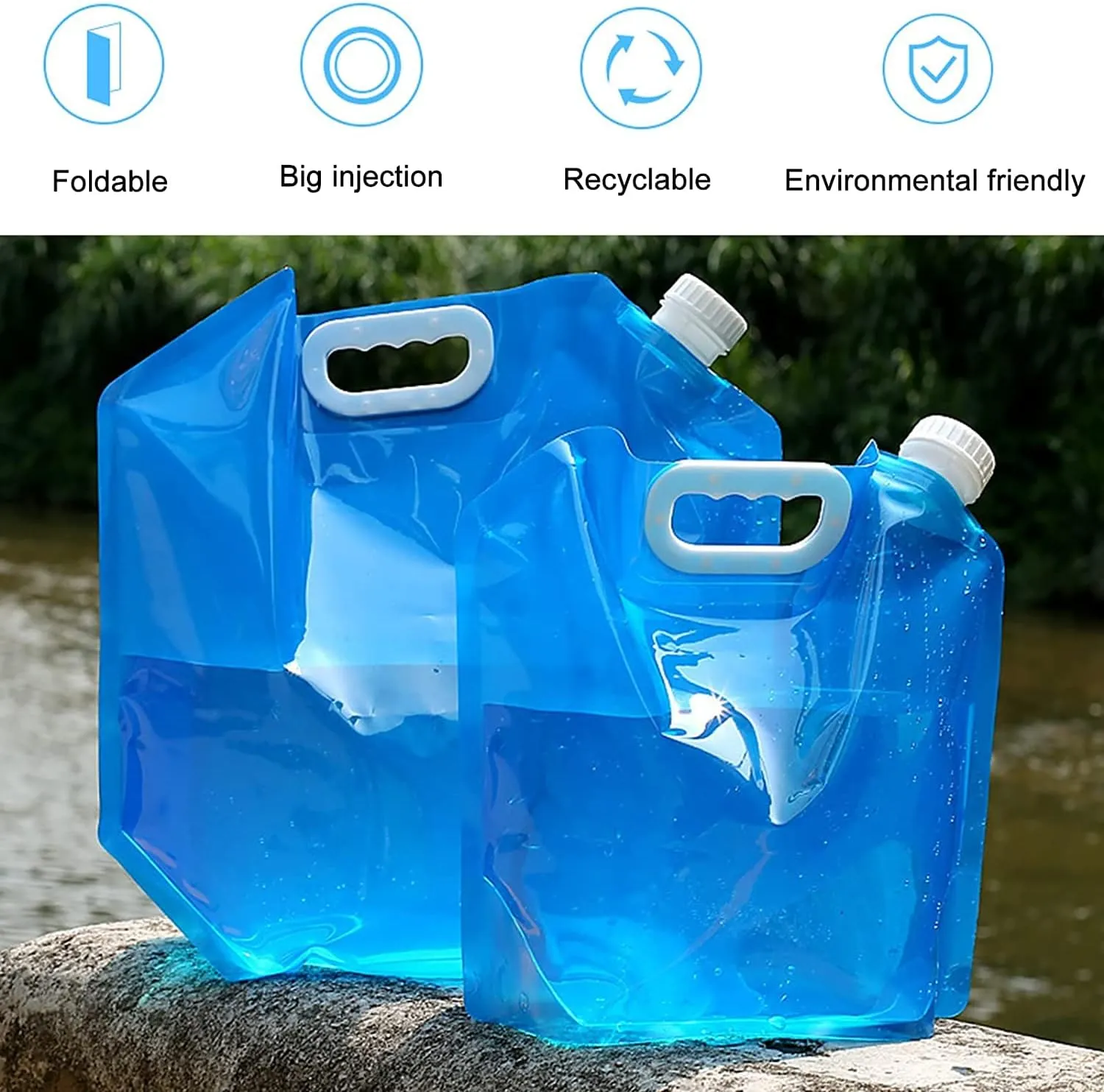 5/10 Pcs 5/10L Collapsible Emergency Water Jug Container Bag Water Carrier Tank Outdoor Collapsible Water Bag for Sports Camping Riding Mountain Climbing