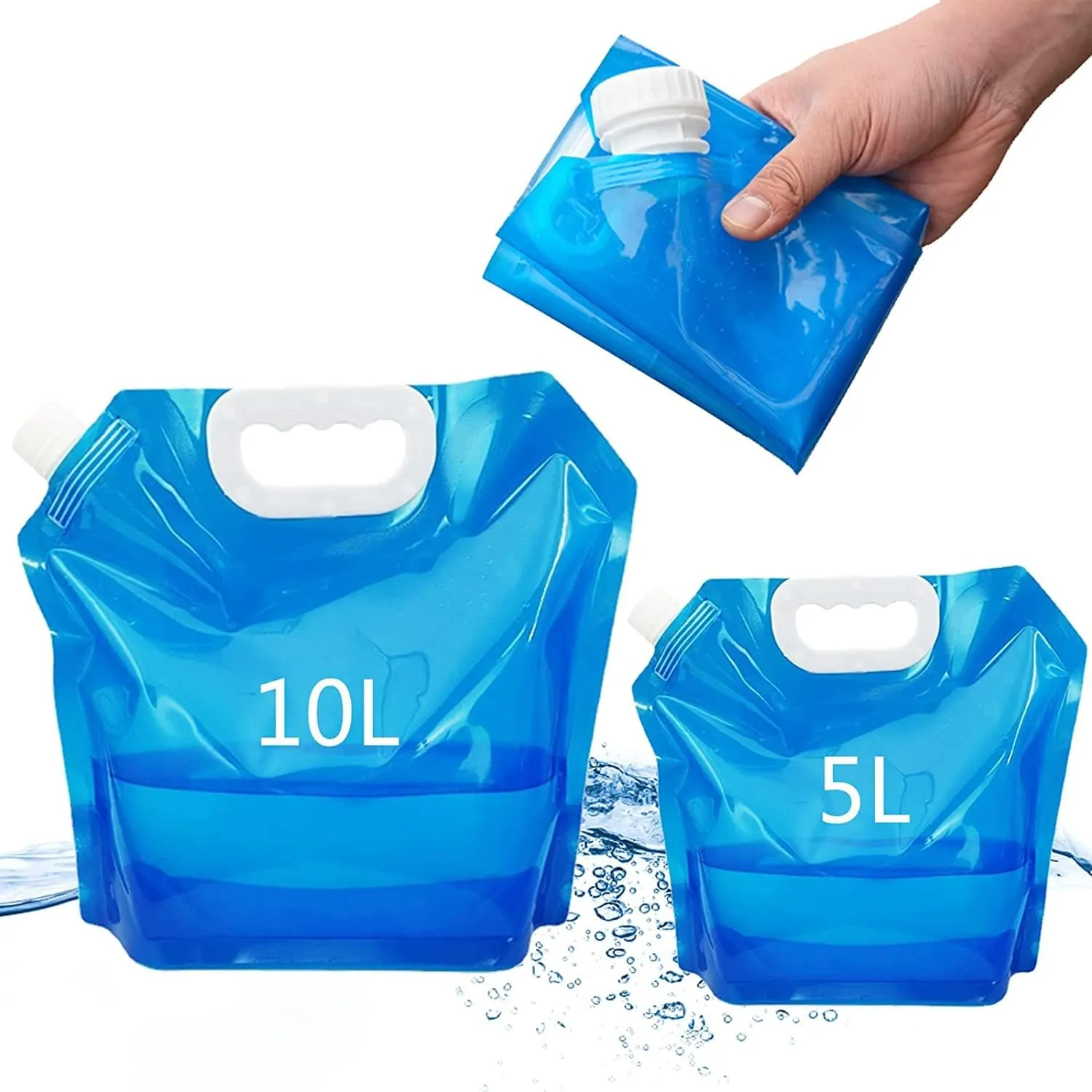 5/10 Pcs 5/10L Collapsible Emergency Water Jug Container Bag Water Carrier Tank Outdoor Collapsible Water Bag for Sports Camping Riding Mountain Climbing