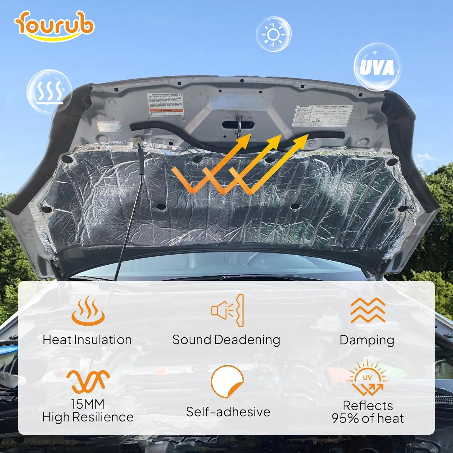 590Mil Sound Deadening Foam Mat Car Insulation Sound Deadener Heat Resistant Material for Auto Floor/Hood Engine/Trunk(15MM-78"x39")