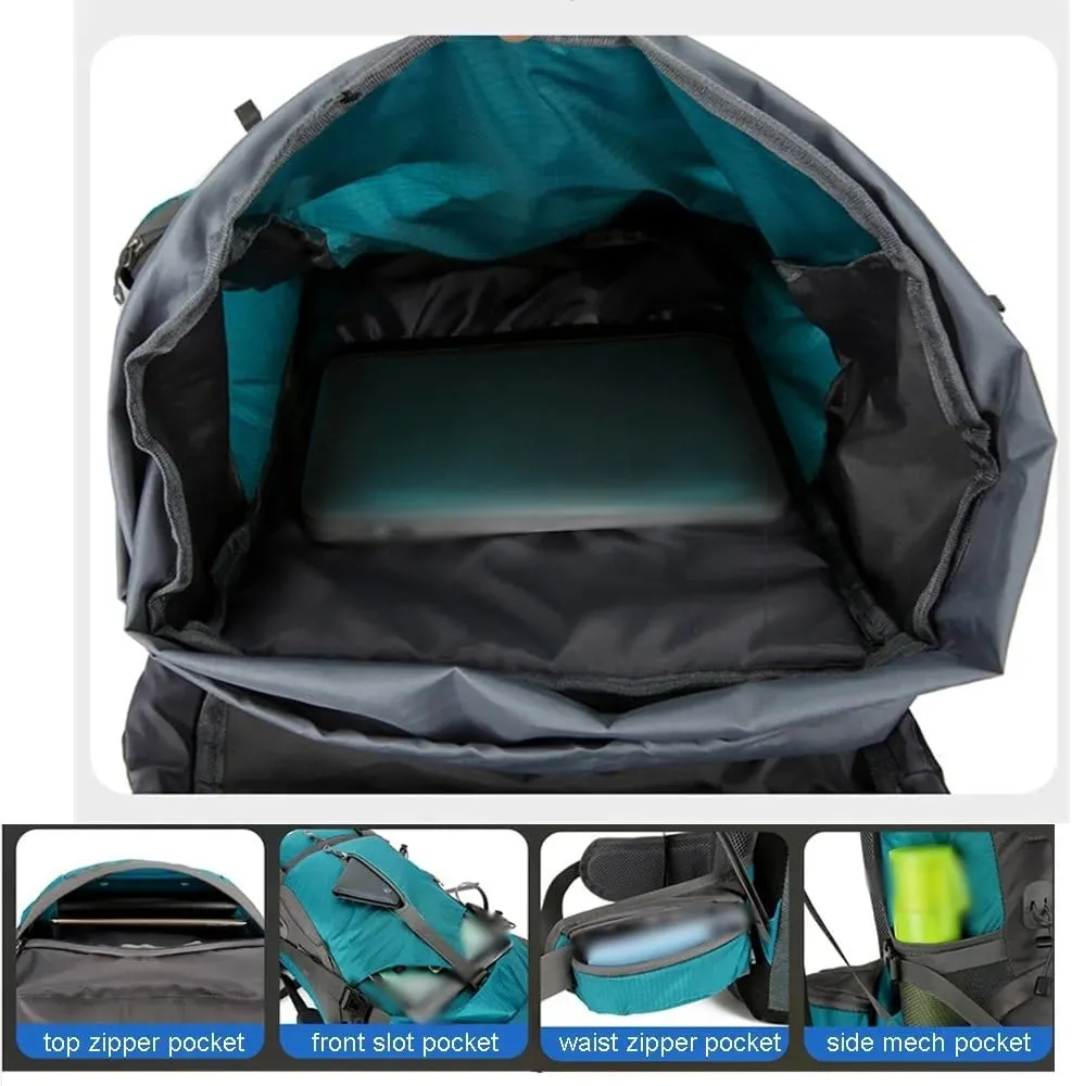 70L Nylon Camping Backpack Travel Bag with Rain Cover Outdoor Hiking Daypack Mountaineering Backpack Shoulder Bags