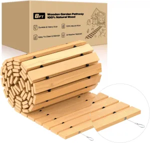 8FT Wooden Garden Pathway, Outdoor Roll Out Cedar Straight Walkway Weather-Resistant Garden Walkway Non-Slip Outdoor Boardwalk for Beach Patio Backyard and Wedding Party Pathways