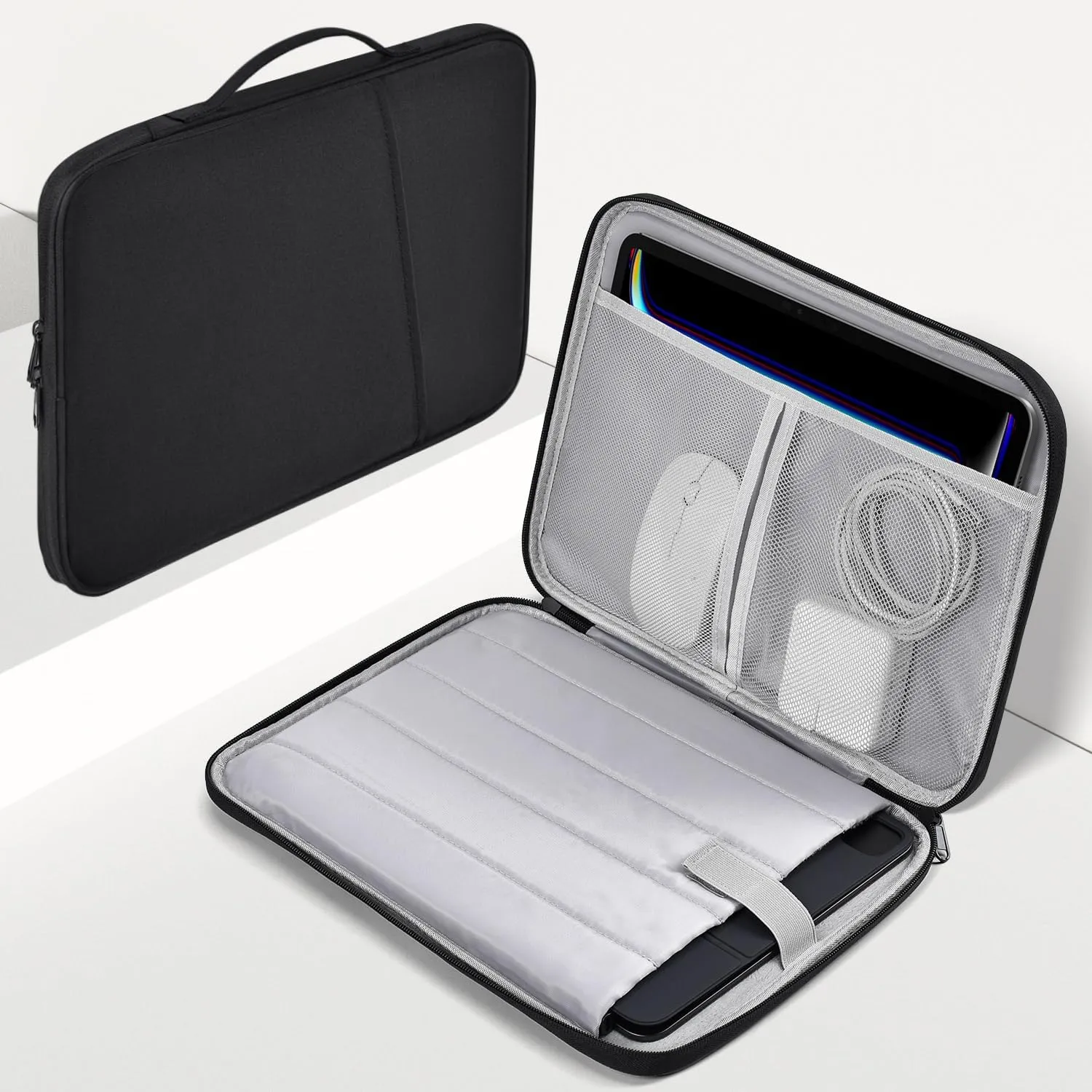 9-11 inch iPad Sleeve Case, Padded Travel Carrying Bag for 11-inch iPad Pro M4 & iPad Air M2 M3(2025) with Magic Keyboard, iPad 11-in A16 Shockproof Handle Bag Cover w/Accessory Pocket -Black
