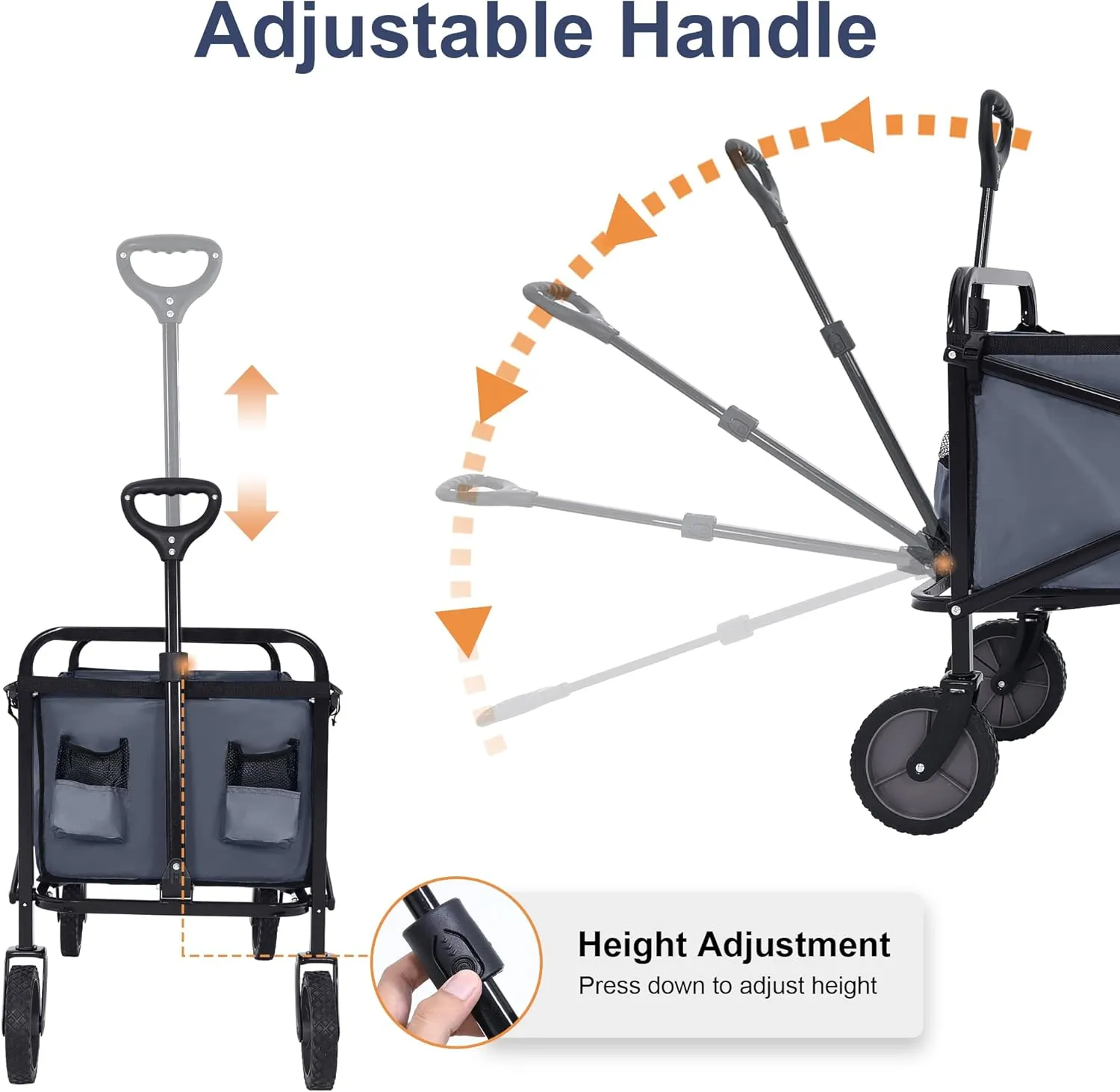 ABCCANOPY Collapsible Wagon for Shopping Sports,120L Folding Grocery Cart with Wheels for Outdoor Garden Camping,Dark Gray