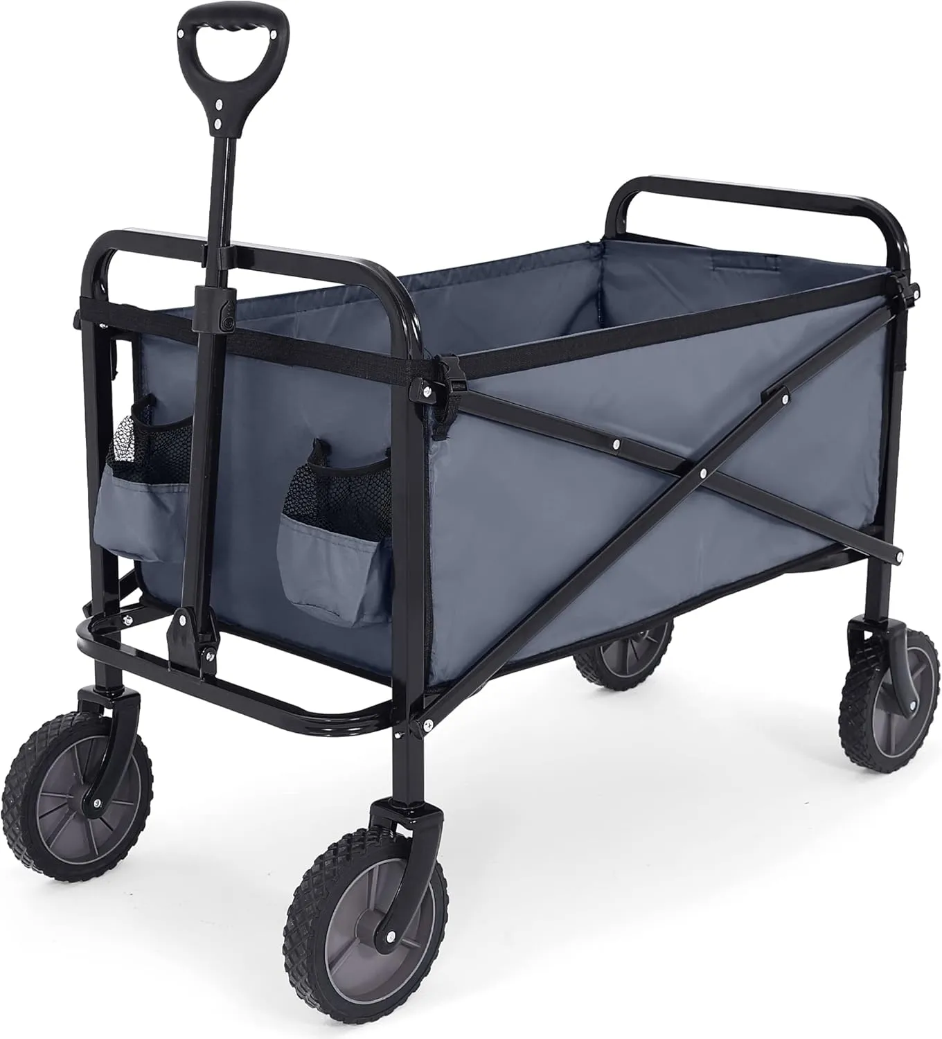 ABCCANOPY Collapsible Wagon for Shopping Sports,120L Folding Grocery Cart with Wheels for Outdoor Garden Camping,Dark Gray