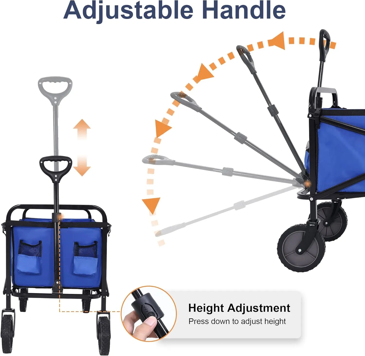 ABCCANOPY Folding Collapsible Utility Wagon Cart Outdoor Garden Shopping Camping Cart, Royal Blue