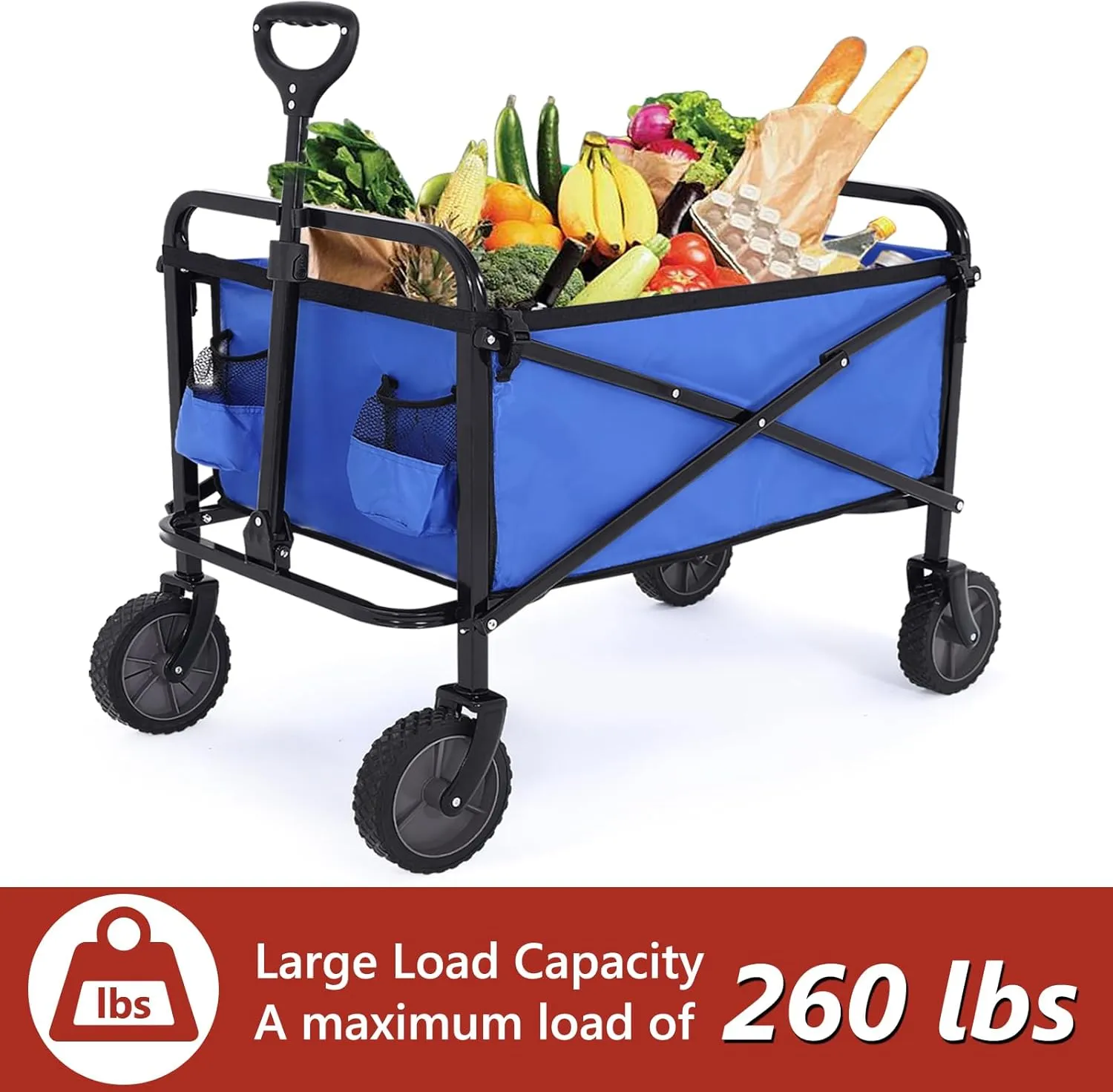 ABCCANOPY Folding Collapsible Utility Wagon Cart Outdoor Garden Shopping Camping Cart, Royal Blue