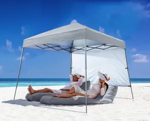ABCCANOPY Stable Pop Up Beach Tent with Backpack Bag, 10 x 10 ft Base / 8 x 8 ft Top, Gray…