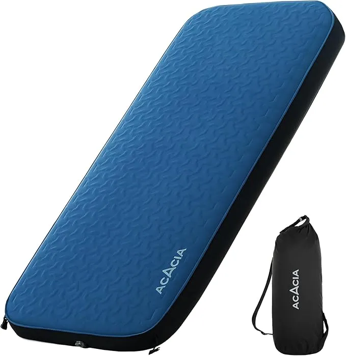 ACACIA 4" Thick Self Inflating Sleeping Pad with Foam, Innovative Y-Shaped Telescopic Structure, Ultraportable Camping Air Mattress with Pump Sack, Outdoor Compact Sleep Bed for Travel Tent Car