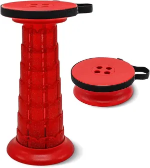 Adjustable Retractable Portable Collapsible Folding Stool for Adults Heavy Duty with Load Capacity 770 lbs, Collapsible Chair Camping Stool for Travel Hunting (Crimson)