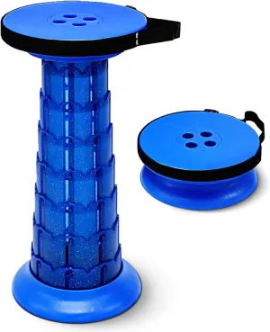 Adjustable Retractable Portable Collapsible Folding Stool，Compact Telescoping Stool for Adults Heavy Duty with Load Capacity 770 lbs, Chair Camping Travel Hunting (Blue), HX20210818