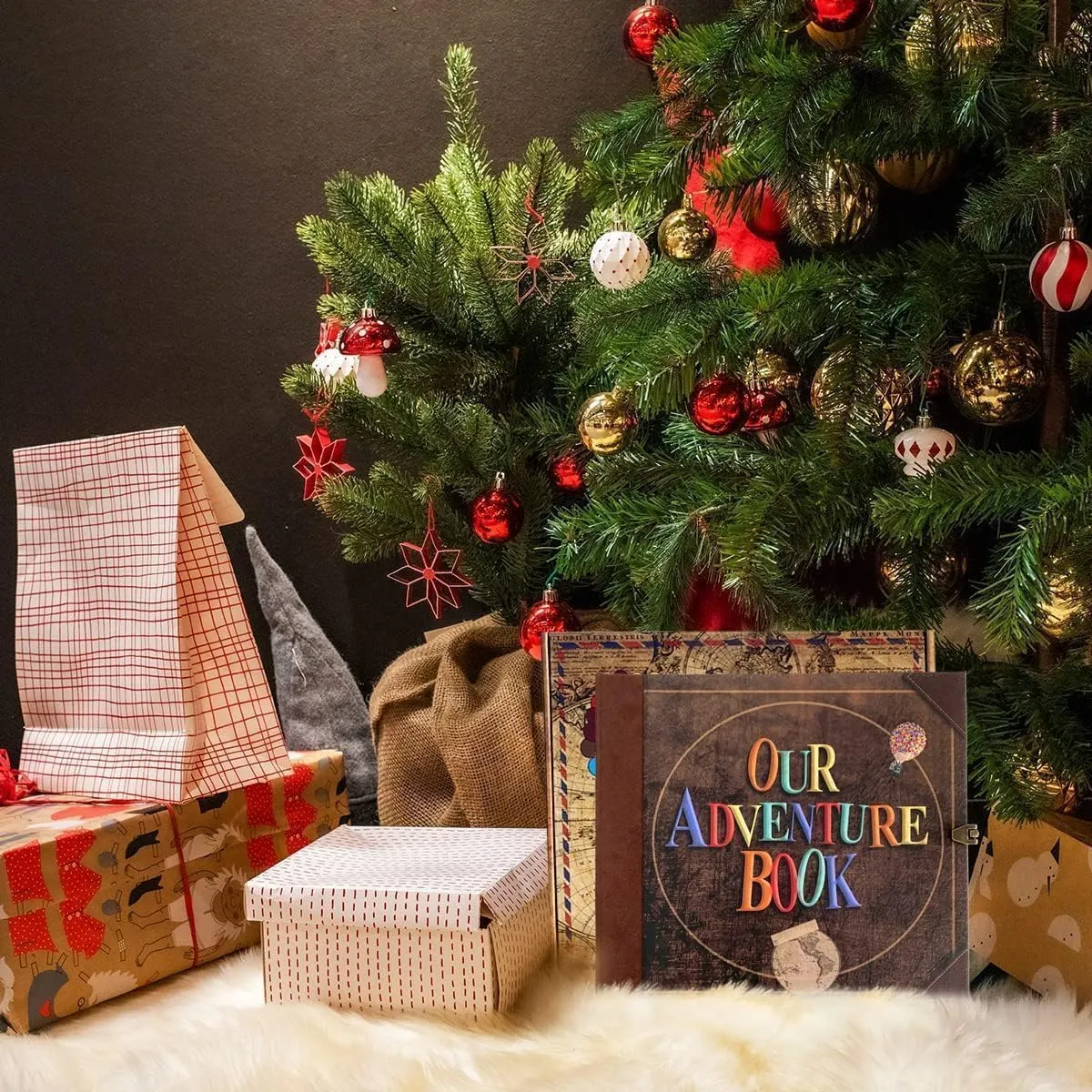 Adventure Book 148-Page DIY Handmade Scrapbook with Retro-Style Embossed Letter Cover - Perfect Travel Diary & Memory Album for Couples,Inspired by the 'Up' Saga,Ideal for Anniversaries & Weddings