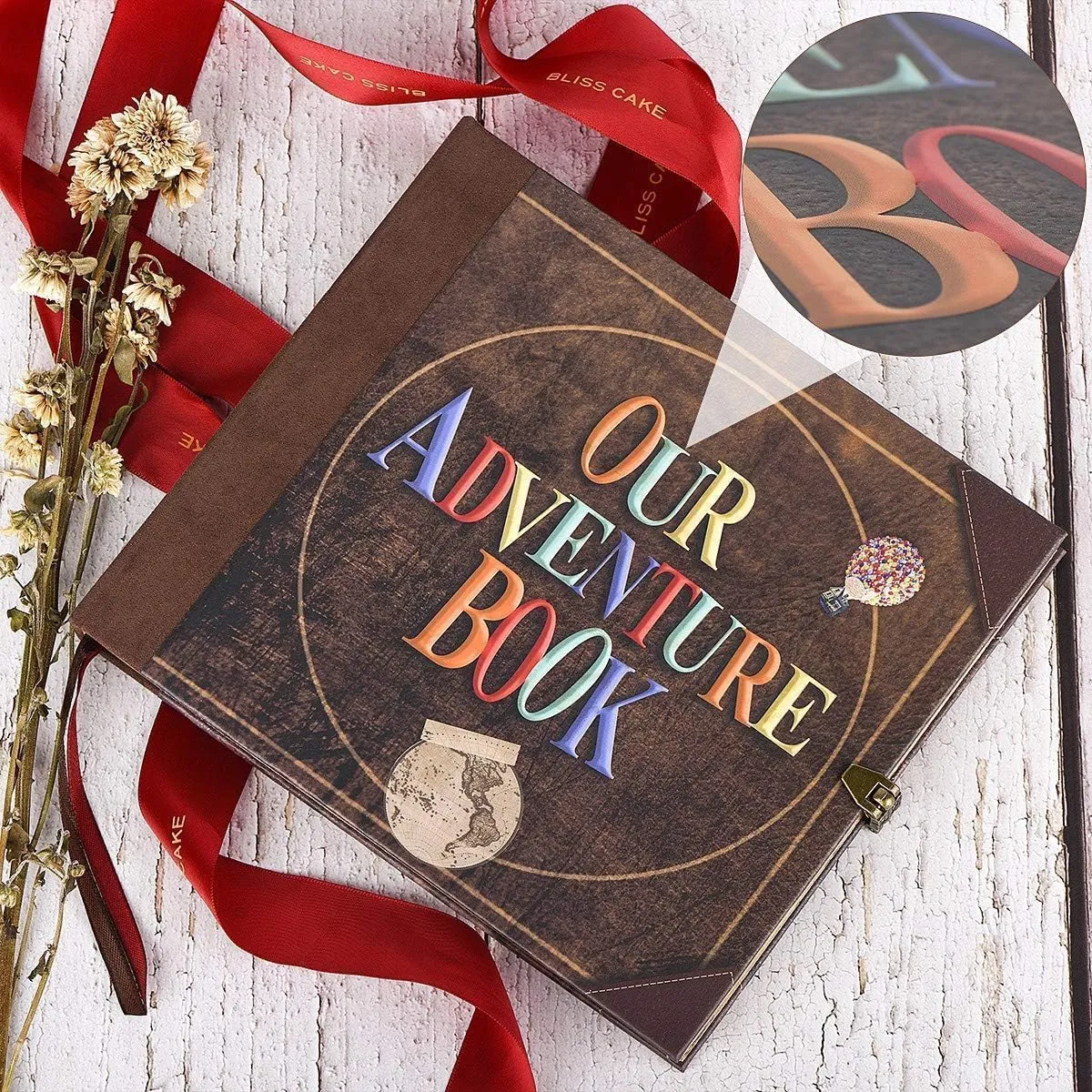 Adventure Book 148-Page DIY Handmade Scrapbook with Retro-Style Embossed Letter Cover - Perfect Travel Diary & Memory Album for Couples,Inspired by the 'Up' Saga,Ideal for Anniversaries & Weddings