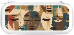 African Faces Art Masks Compatible with Switch Carrying Case Hard Travel Game Bag Pouch with 15 Games Accessories