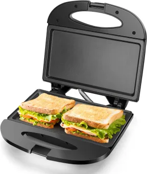Aigostar Sandwich Maker with Non-stick Deep Grid Surface for Egg, Ham, Steaks Compact Electric Grill Tostadora de Pan Black, ETL Certificated, Roy