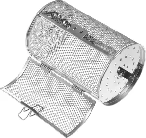 Air Fryer Oven Basket,360 Degree Heating Rotating Cages Rotisserie Basket for Baking Nuts, Coffee Beans, Peanut or BBQ Roaster Tool,7.09 x 4.72 x 4.72, Stainless Steel