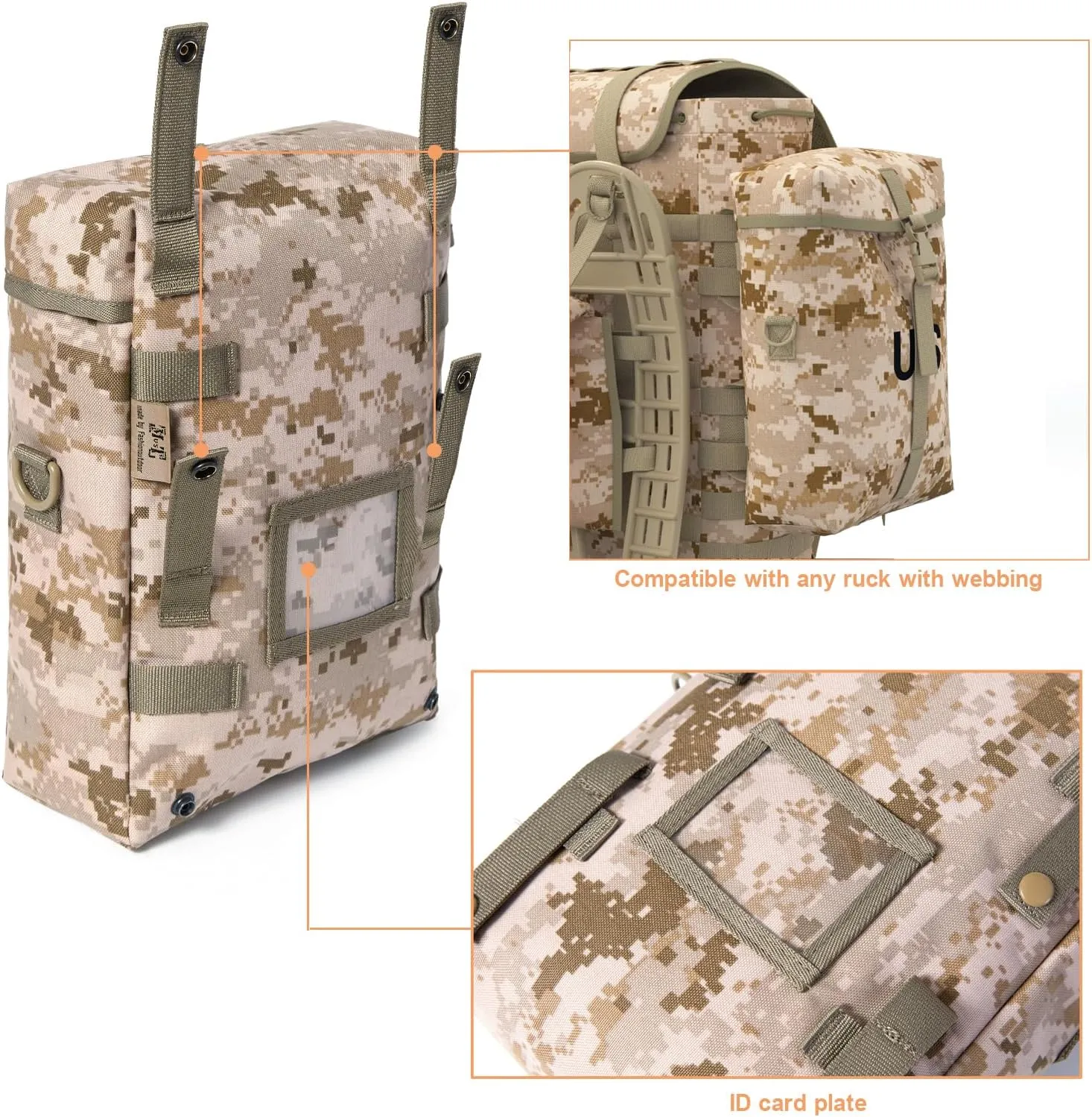 Akmax MOLLE II Medium Rucksack Military Tactical Backpack with Detachable Side Pouches & Upgraded Frame for Enhanced Comfort