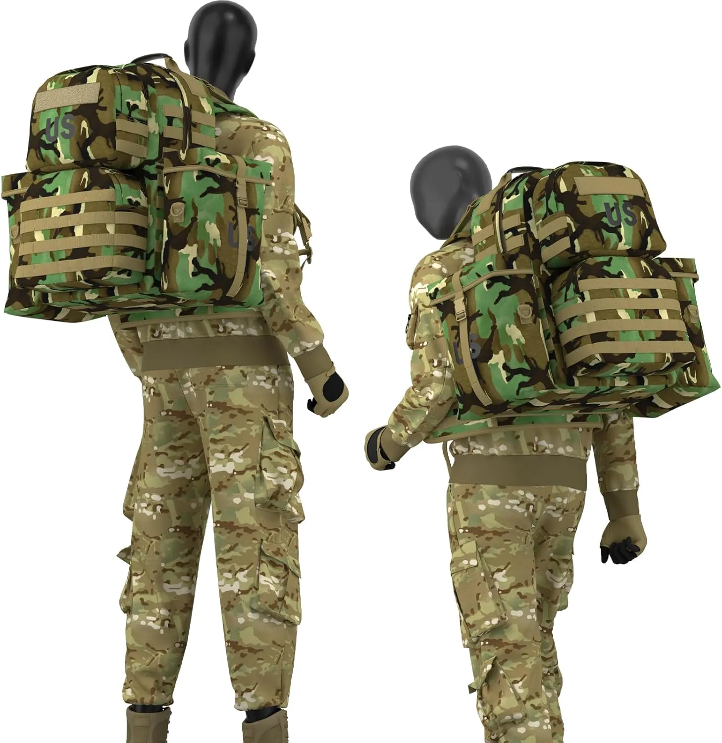 Akmax MOLLE II Medium Rucksack Military Tactical Backpack with Detachable Side Pouches & Upgraded Frame for Enhanced Comfort