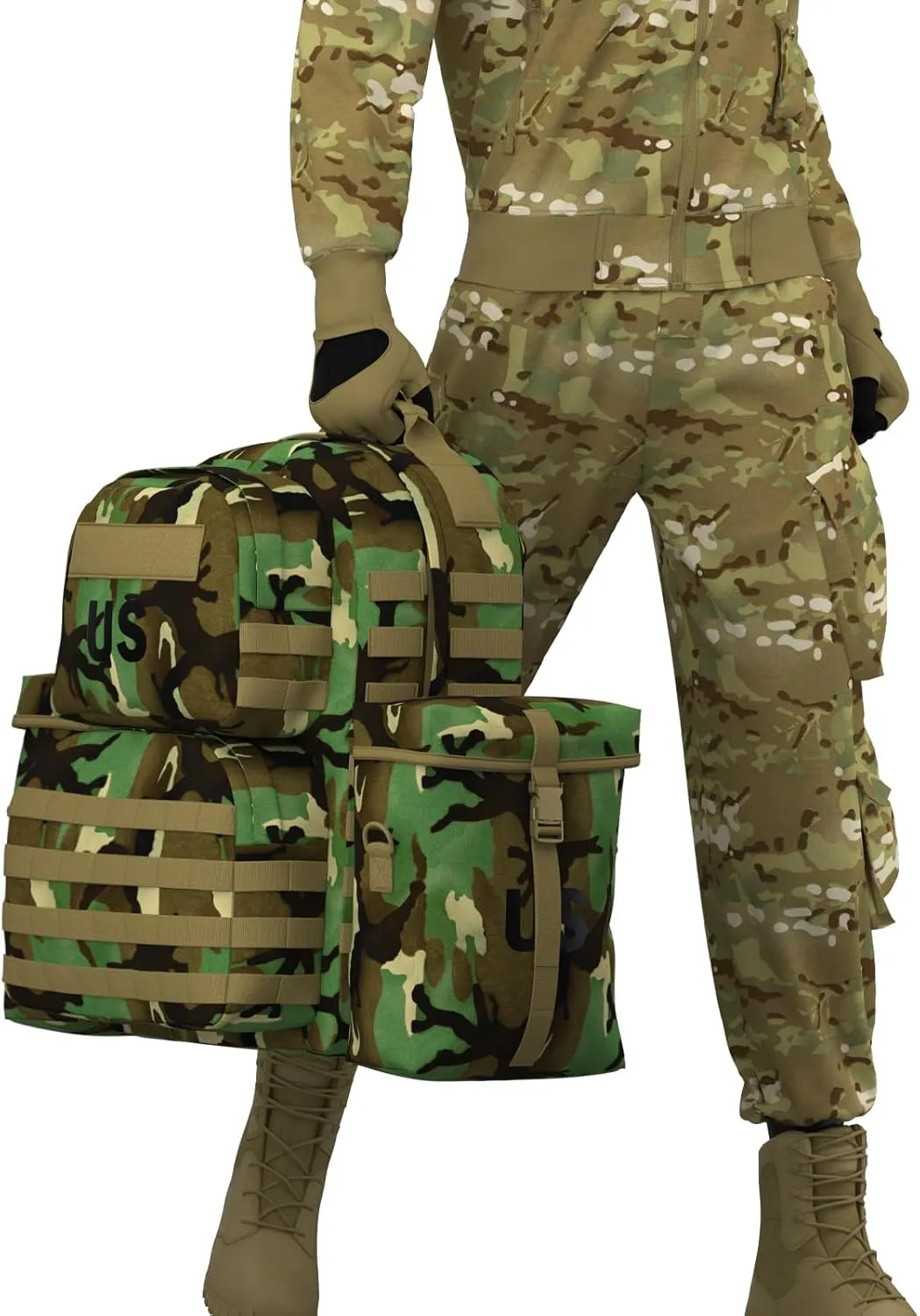 Akmax MOLLE II Medium Rucksack Military Tactical Backpack with Detachable Side Pouches & Upgraded Frame for Enhanced Comfort