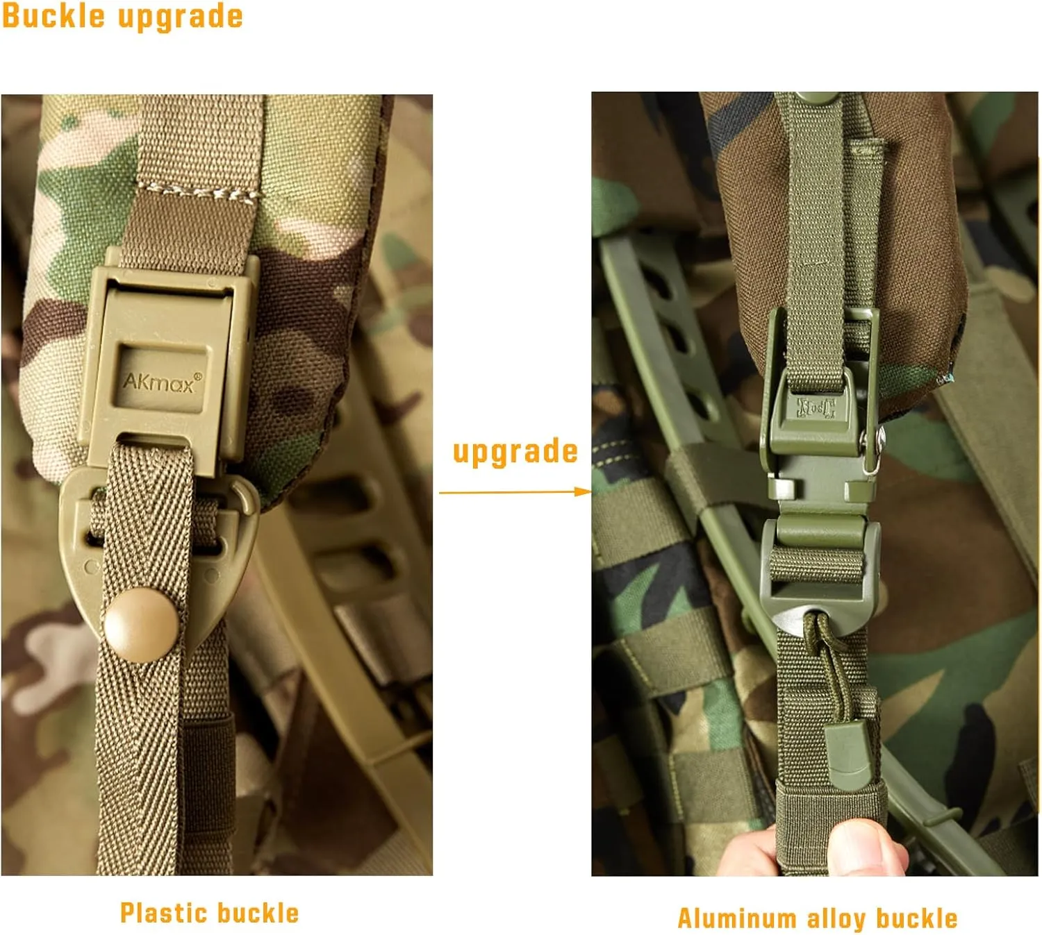 Akmax MOLLE II Medium Rucksack Military Tactical Backpack with Detachable Side Pouches & Upgraded Frame for Enhanced Comfort