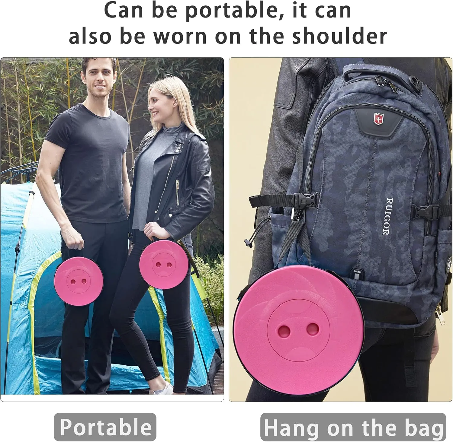ALEVMOOM Portable Telescoping Stool Collapsible Stool with Cushion & Bag, Retractable Folding Stool for Adults Foldable Seat Sturdy Capacity 440 lbs for Camping Fishing Hiking BBQ
