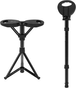 ALEVMOOM Portable Walking Cane with Seat, Foldable Lightweight Aluminum Anti-Slip Walking Stick for Men & Women, 550 Lbs Collapsible Cane Chair for Travel Hiking with Carry Bag